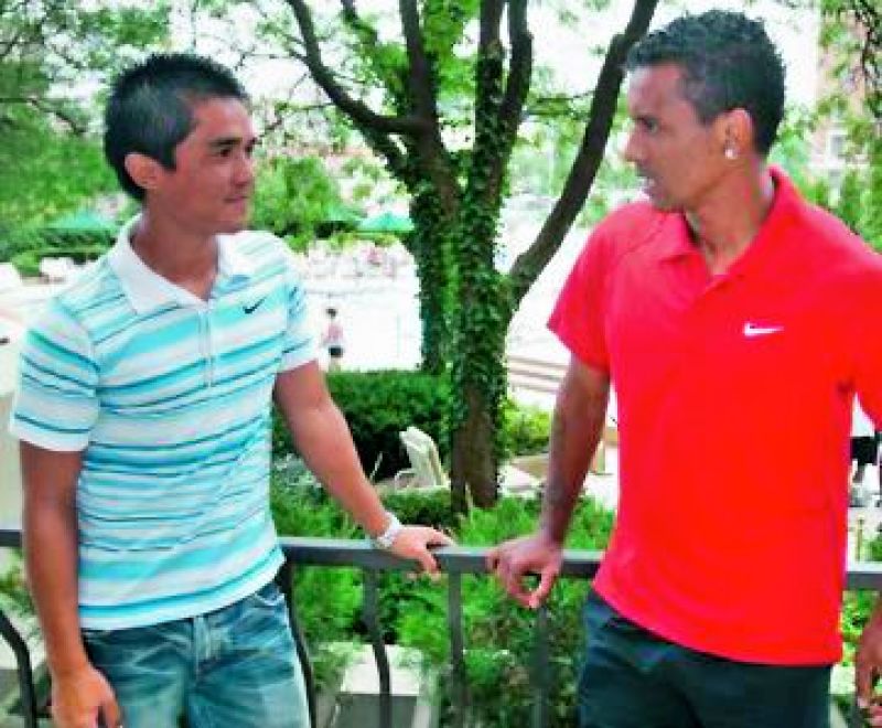 Sunil with the former Manchester United player Nani