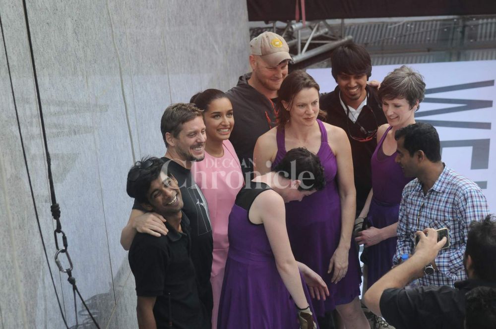 Shraddha Kapoor rappels down from a high rise Shraddha Kapoor rappels down from a high rise