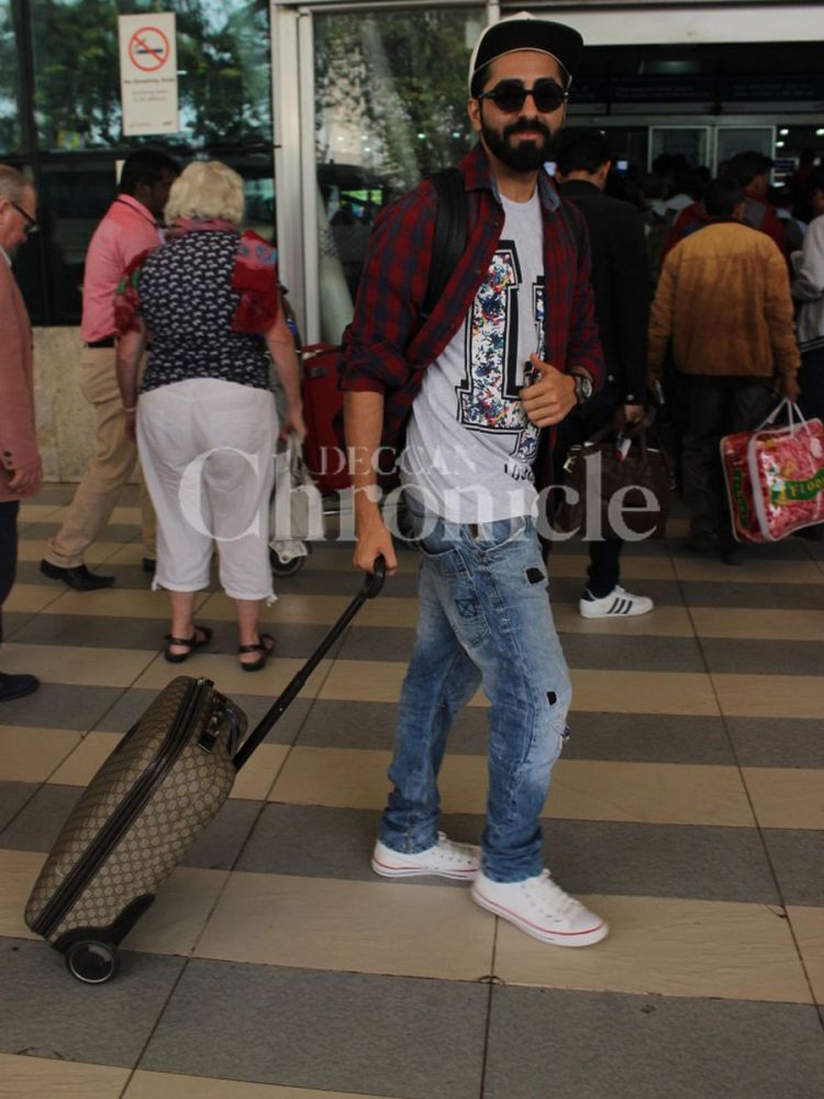 Ayushman, Abhishek, Sunil, Anil rock the fuzzy look at the airport