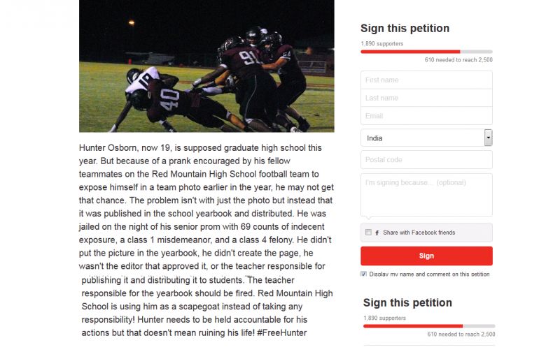Online petition started by his friends. 