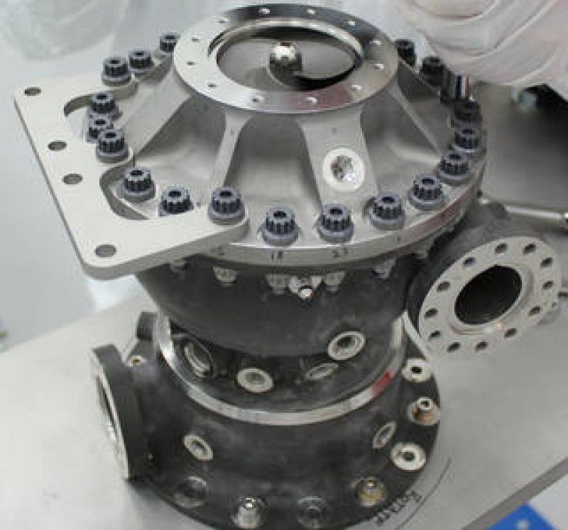 This rocket engine fuel pump has hundreds of parts including a turbine that spins at over 90,000 rpm. This turbopump was made with additive manufacturing and had 45 percent fewer parts than pumps made with traditional manufacturing. It completed testing under flight-like conditions at NASA's Marshall Space Flight Center in Huntsville, Alabama. (Photo: NASA)