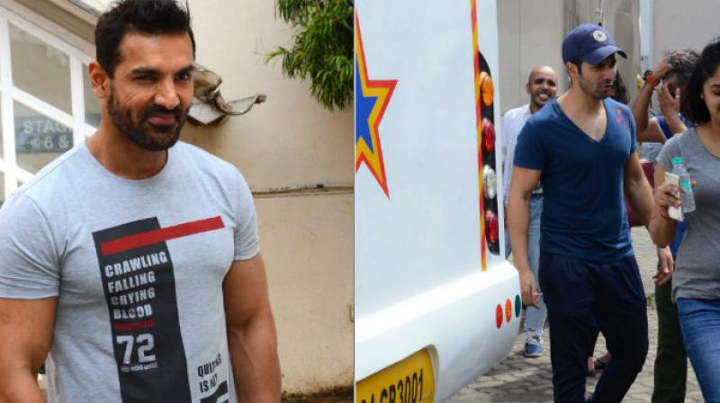Varun Dhawan, John Abraham and Shraddha Kapoor spotted at Mehboob studios