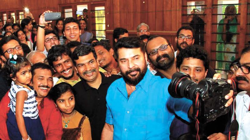 Mammootty inaugurates the 4G photo exhibition organised by the Thrissur Press club at Sahitya Academy Hall in Thrissur on Saturday. (Photo: ANUP K VENU)