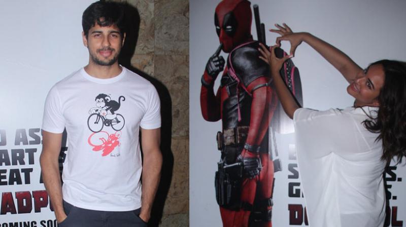 Sidharth Malhotra and Sonakshi Sinha attend Deadpool special screening