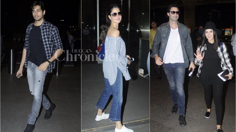 Katrina Kaif, Sidharth Malhotra and Sunny Leone snapped at the airport Katrina Kaif, Sidharth Malhotra and Sunny Leone snapped at the airport