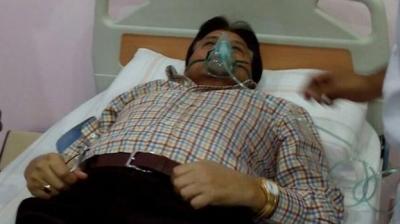 Pervez Musharraf at PNS Shifa, a naval hospital in Pakistan. (Photo: Twitter)