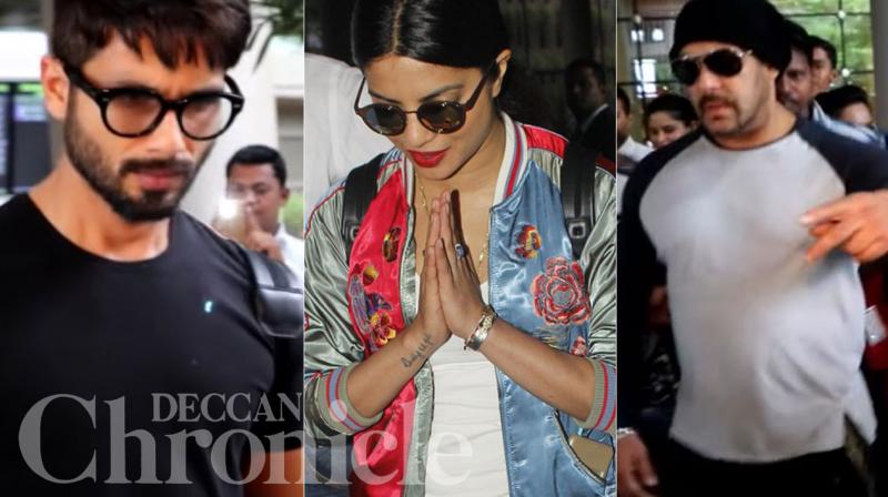Shahid, Priyanka, Slaman return to Mumbai from Spain Shahid, Priyanka, Slaman return to Mumbai from Spain
