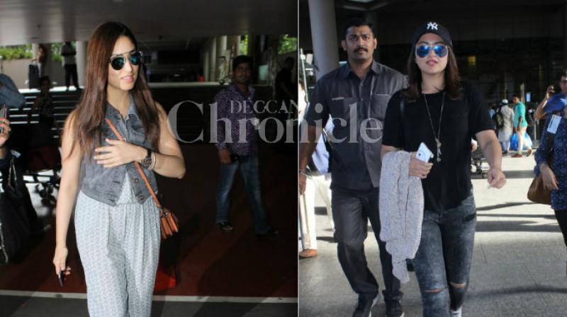 Sonakshi Sinha and Yami Gautam don casual look at the airport