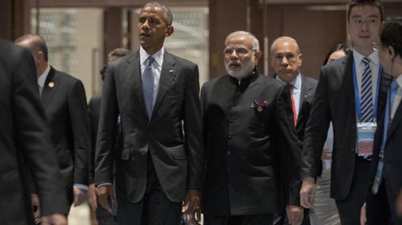 Barack Obama and Narendra Modi at the opening ceremony of the G-20 Leaders Summit in Hangzhou, in Chinas eastern Zhejiang province on Sunday. (Photo: AP)