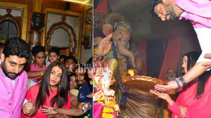 Abhishek Bachchan and Aishwarya offer prayers to Lord Ganesha