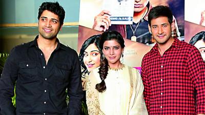 Adivi Sesh, Samantha and Mahesh Babu at the launch.