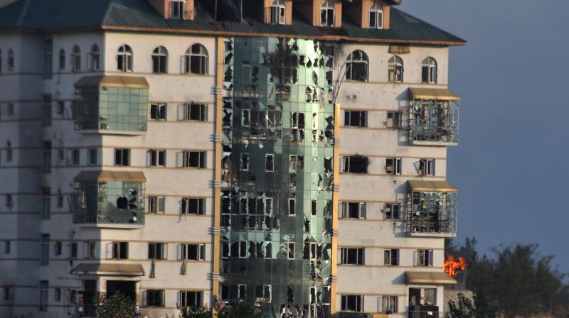 A visual of the JKEDI building where the terrorists where holed up. (Photo: HU Naqash/DC)