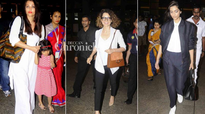 Kangana, Aishwarya, Sonam, Sushant, Lara, Dia get snapped at the airport