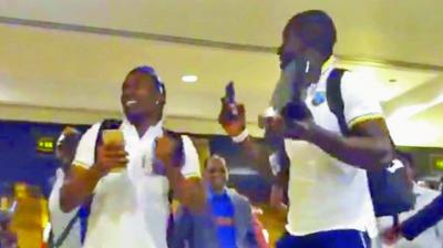 After the match, Windies captain Darren Sammy and all-rounder Dwayne Bravo led the team back to the hotel doing a celebratory jig to the song “Champion”.