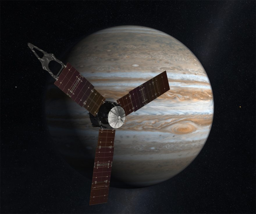 NASA's Juno mission to Jupiter on Thursday broke the record to become humanity's most distant solar-powered emissary. NASA's Juno mission to Jupiter on Thursday broke the record to become humanity's most distant solar-powered emissary.