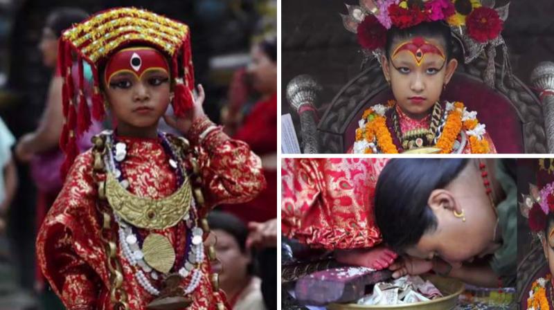 The minor girl named Yunika, also referred to as 'Kumari', continues with the age old tradition of child deities in Nepal who are worshiped by Hindus as well as Buddhists. (Photo: YouTube) The minor girl named Yunika, also referred to as 'Kumari', continues with the age old tradition of child deities in Nepal who are worshiped by Hindus as well as Buddhists. (Photo: YouTube)
