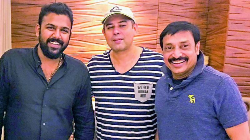 Tharun Bhascker with Atul Agnihotri and Raj Kandukuri in Mumbai on Thursday