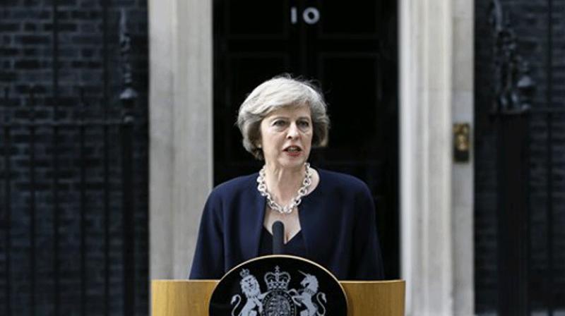 ew British Prime Minister Theresa May speaks to the media outside her official residence,10 Downing Street in London. (Photo: AP) ew British Prime Minister Theresa May speaks to the media outside her official residence,10 Downing Street in London. (Photo: AP)