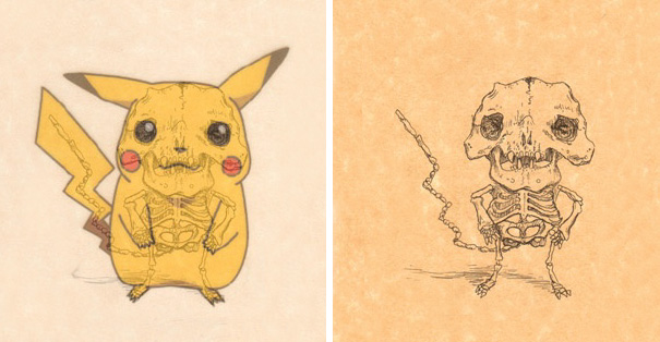 Artist Draws The Skeletons Of Famous Cartoon Characters