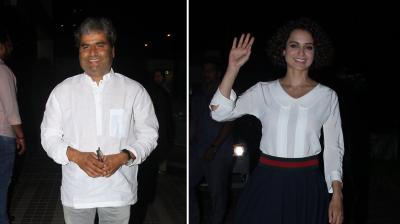 Vishal Bharadwaj and Kangana Ranaut strike a pose for the paparazzi. Photo: Viral Bhayani