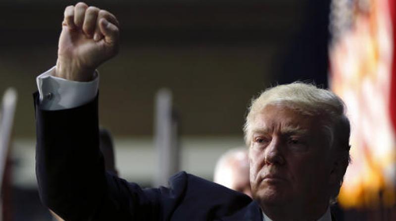 Republican presidential candidate Donald Trump reacts after delivering a campaign speech in Charlotte. (Photo: AP) Republican presidential candidate Donald Trump reacts after delivering a campaign speech in Charlotte. (Photo: AP)