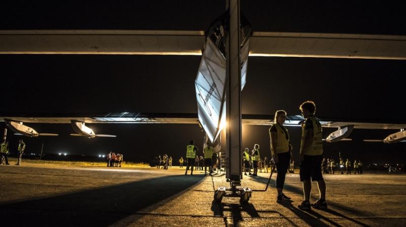 The aircraft had arrived in Cairo on Wednesday after a two-day flight from Spain, finishing the 3,745 kilometre (2,327 mile) journey with an average speed of 76.7 kilometres an hour. The aircraft had arrived in Cairo on Wednesday after a two-day flight from Spain, finishing the 3,745 kilometre (2,327 mile) journey with an average speed of 76.7 kilometres an hour.