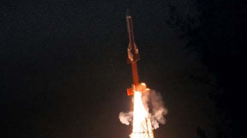 RH560 sounding rocket carrying Scramjet engines lifts off from Sriharikota, off the coast of Andhra Pradesh on Sunday morning. RH560 sounding rocket carrying Scramjet engines lifts off from Sriharikota, off the coast of Andhra Pradesh on Sunday morning.