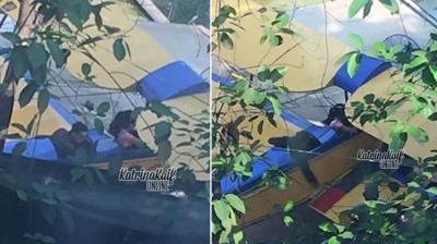 Ranbir and Katrina are seen seated on a plane which very much resembles Tintin's yellow plane. Photo: Twitter