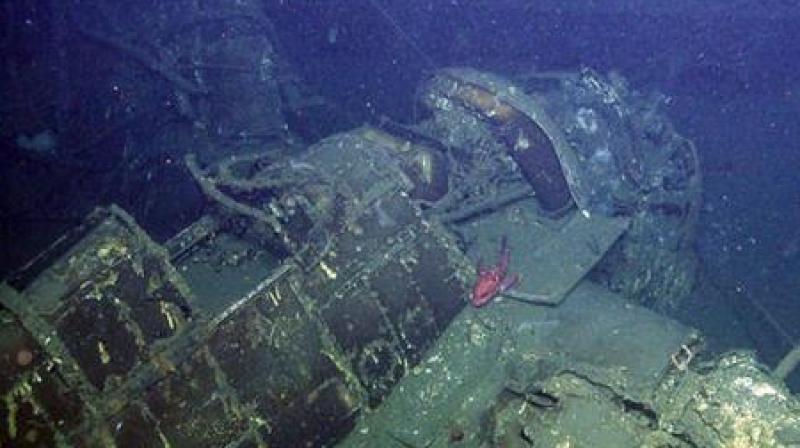 This image provided by Ocean Exploration Trust/Nautilus Live, shows the canopy of a Grumman Hellcat fighter aircraft seen in an aircraft elevator hatch on the sunken wreckage of the World War II-era aircraft carrier USS Independence located half a mile under the sea in the Greater Farallones National Marine Sanctuary off the coast near San Francisco. (Photo: AP) This image provided by Ocean Exploration Trust/Nautilus Live, shows the canopy of a Grumman Hellcat fighter aircraft seen in an aircraft elevator hatch on the sunken wreckage of the World War II-era aircraft carrier USS Independence located half a mile under the sea in the Greater Farallones National Marine Sanctuary off the coast near San Francisco. (Photo: AP)