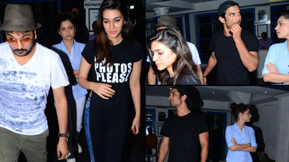 Sushant Singh Rajput and girlfriend Ankita Lokhande were joined by actress Kriti Sanon and casting director Mukesh Chhabra for dinner at a popular eatery in the city. Photo: Viral Bhayani