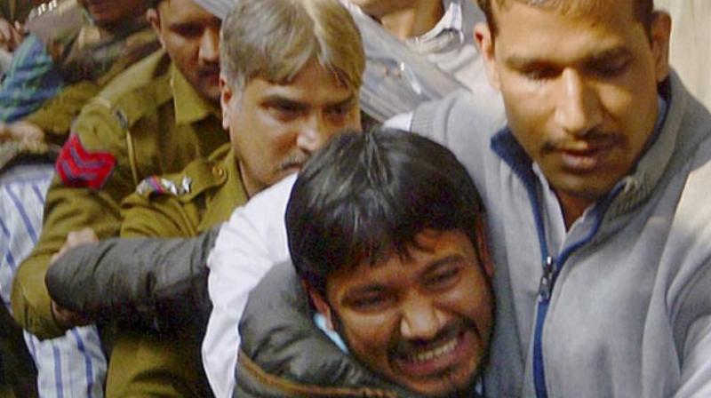 JNUSU President Kanhaiya Kumar, arrested on charges of sedition, at Patiala House court in Delhi. (Photo: PTI) JNUSU President Kanhaiya Kumar, arrested on charges of sedition, at Patiala House court in Delhi. (Photo: PTI)