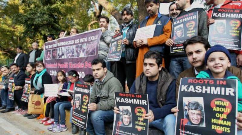 A protest rally by Kashmiri Pandits. (Photo: PTI/File)